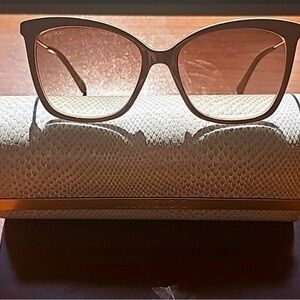 NWOT - Jimmy Choo Cat-Eye Sunglasses in Brown and Gold